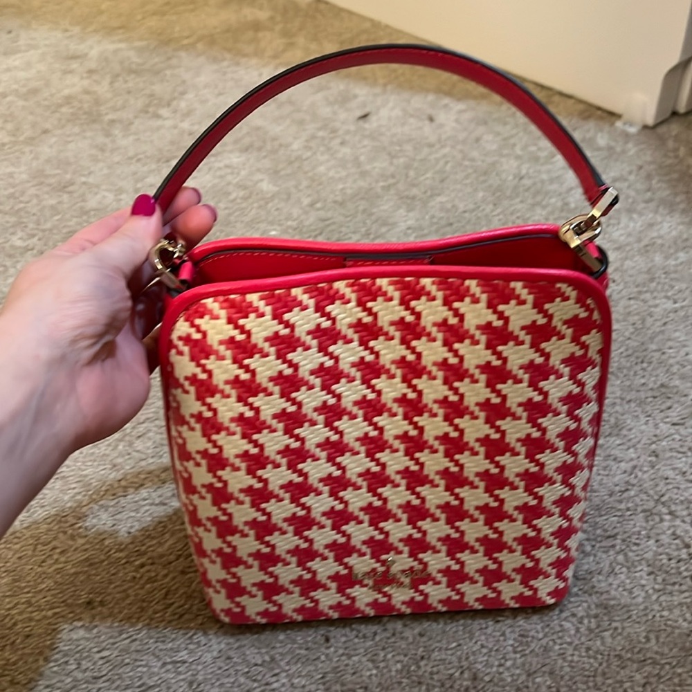 Kate spade hot pink gingham bucket bag